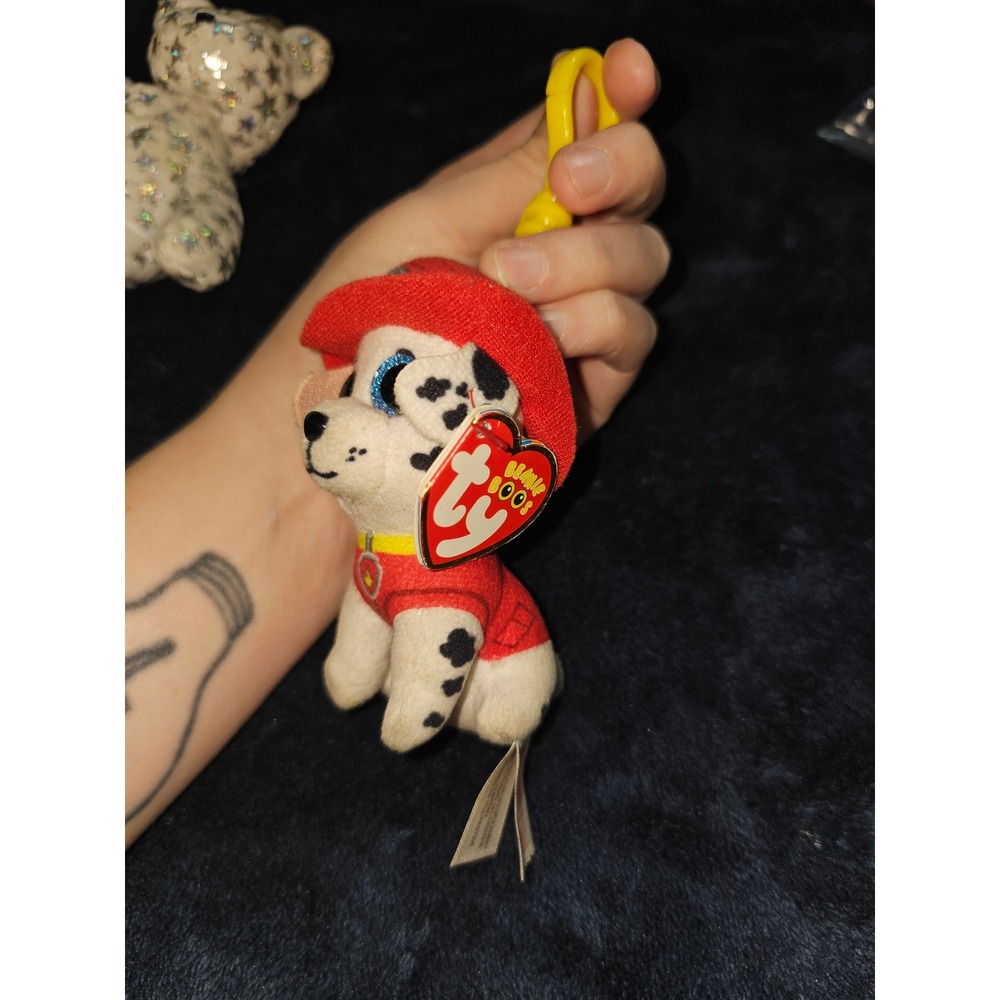Ty Beanie Boos Marshall Paw Patrol Plush Clip On Keychain Red Dalmatian Dog NWT